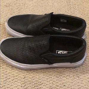 Vans classic Slip on Black Leather. Used